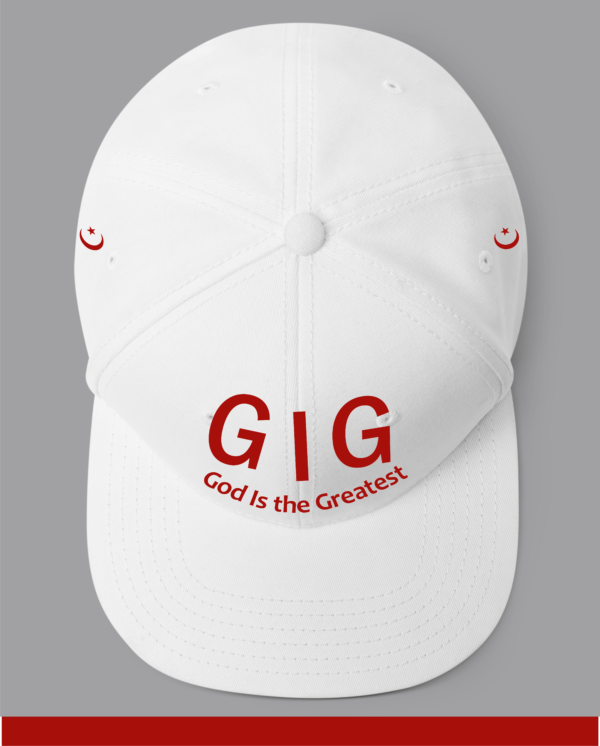 GIG Luxury Islamic Baseball Cap with Crescent Moon Design, White Cotton, Adjustable Fit - Image 7