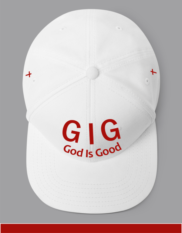GIG Christian Cross Baseball Cap, White Cotton, Adjustable Fit