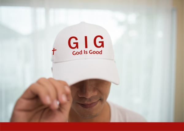 GIG Christian Cross Baseball Cap, White Cotton, Adjustable Fit - Image 2